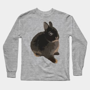 Binky Rabbit Black Otter Netherland Dwarf Rabbit Long Sleeve T-Shirt
